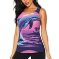 thumbnail image 1 of Balery Hawaiian Beach Dolphin Camiseta sin mangas estampada ligera para mujer, tops de entrenamiento sin mangas, camisetas de yoga transpirables de secado rápido.-Large, 1 of 7