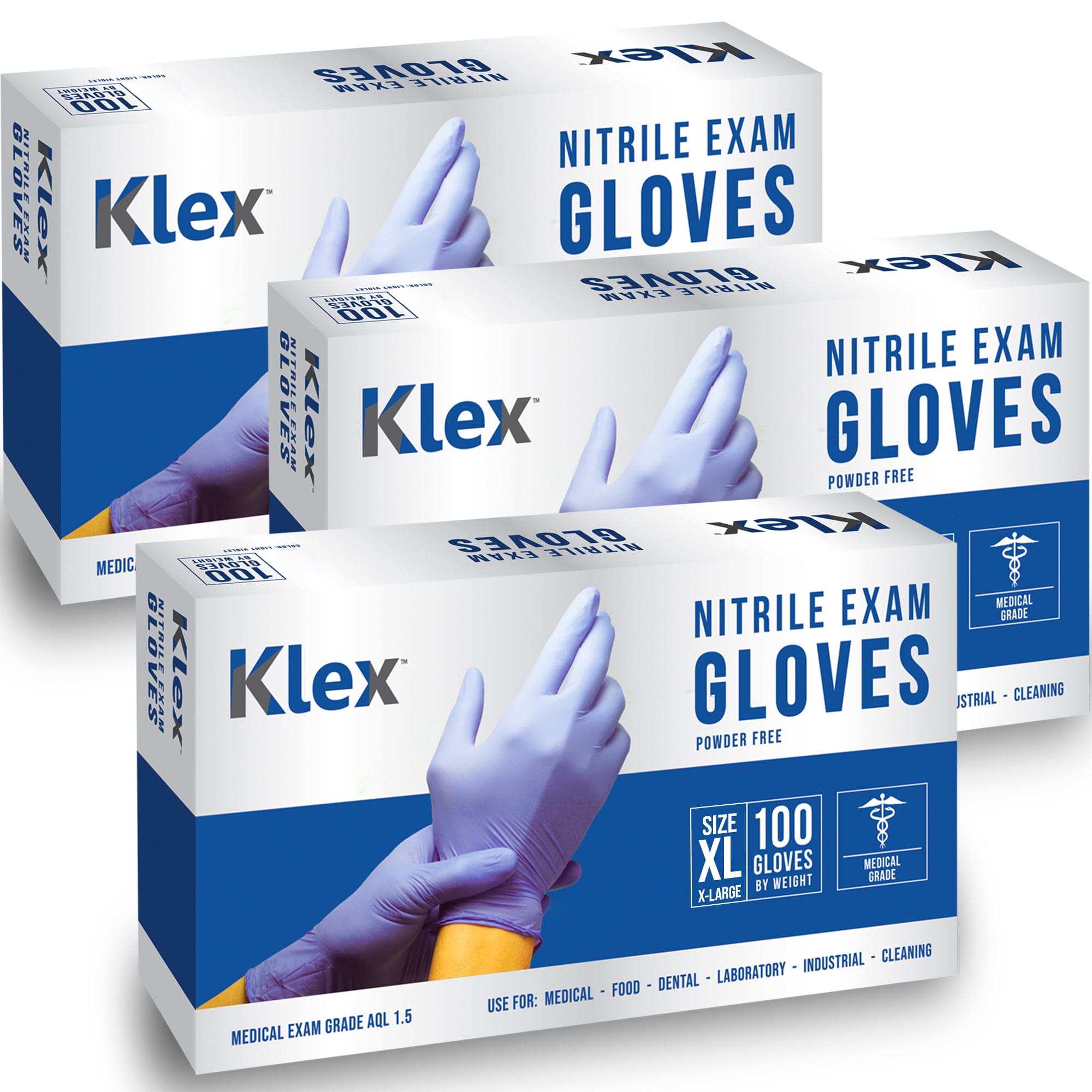 Klex Disposable Nitrile Medical Exam Gloves, Powder & Latex Free, Food