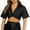 Black-52, variant on Mittory Women's Casual Short Sleeve Collar Twist Front Button Down Blouse Crop Top