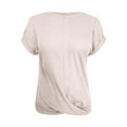 thumbnail image 5 of TSADFHJI Chandail en Molleton Col Rond Femme Coton Couleur Unie Nœud Manches Courtes T-Shirt TTG Beige, 5 of 5