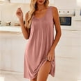 thumbnail image 6 of Aboser Women’s Chemise Nightgown Cozy Lace Trim Sleepdress Casual Wide Strap Loungewear Lightweight Soft V Neck Short Nightshirts Solid Color Loose Sleep Gowns, 6 of 8