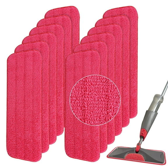 Replacement Microfiber Mop Pad for Rubbermaid Reveal Spray Mop -12 Pack 16.5" Wet & Dry Floor Cleaning Refills Reusable Fit for Any Microfiber Reveal Flat Mop