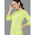 thumbnail image 6 of Janasya Women's Lemon Green Crepe Digital Print Dress with Palazzo, 6 of 7