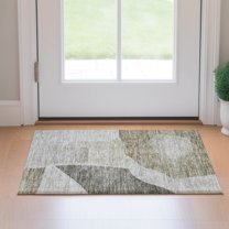 Addison Rugs Mayfield Washable Transitional Abstract Taupe Rectangle Rug, 1'8" x 2'6"