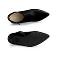 thumbnail image 4 of BLISSFUL STEP Women's Velvet Pointed Toe Stiletto Heel Ankle Boots Black 7, 4 of 7