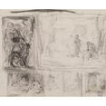 thumbnail image 3 of Narcisse-Virgile Diaz de La Peña 14x12 Black Modern Framed Museum Art Print Titled - Various Little Sketches for Characters Compositions, 3 of 5