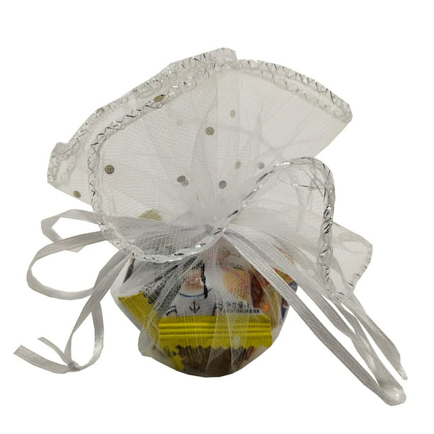 100 bolsas de regalo Ankirol de organza, color blanco transparente, con cordón, 26 cm