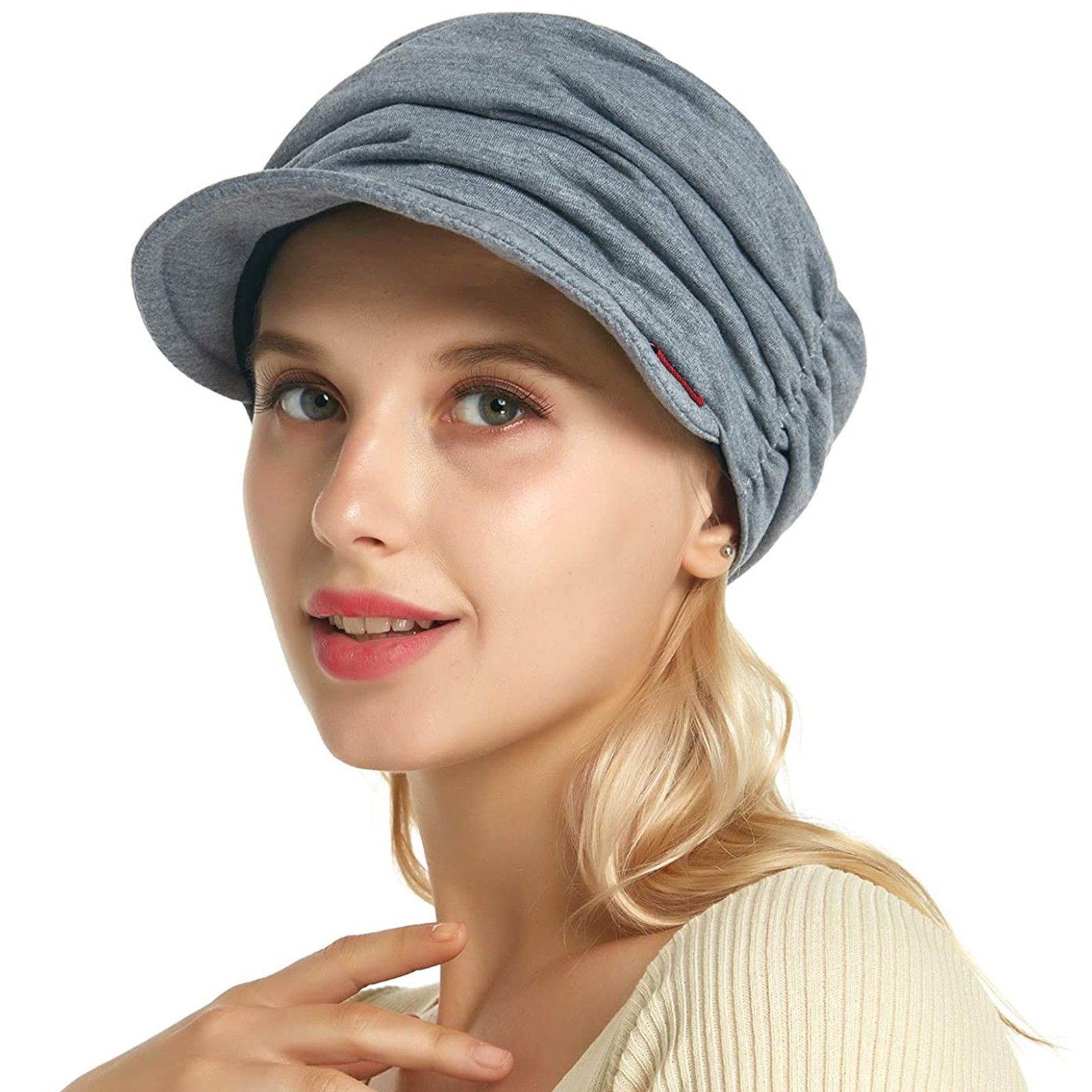 Women Fashion Soft-brimmed Pleated Tongue Dome Sunhat Visor Ponytail ...