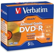 DVD-R 4.7GB 8X UltraLife Gold Archival Grade - Branded Surface & Hard Coat - 5pk Jewel Case - 96320
