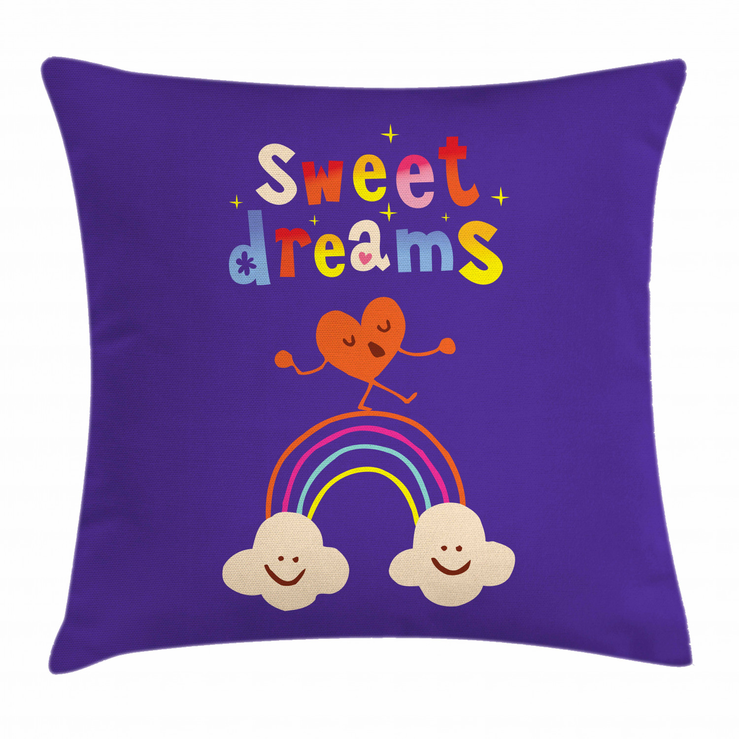 Sweet Dreams Throw Pillow Cushion Cover, Cute Cartoon Heart Dancing on