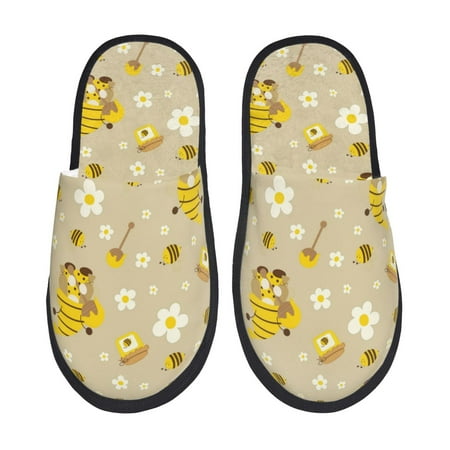 

House Slippers for Women Men - Cute Bee Gnomes Warm Non-slip Mens Womens Slippers Cozy Slip-on House Shoes Bedroom Outdoor Indoor Slippers for Men