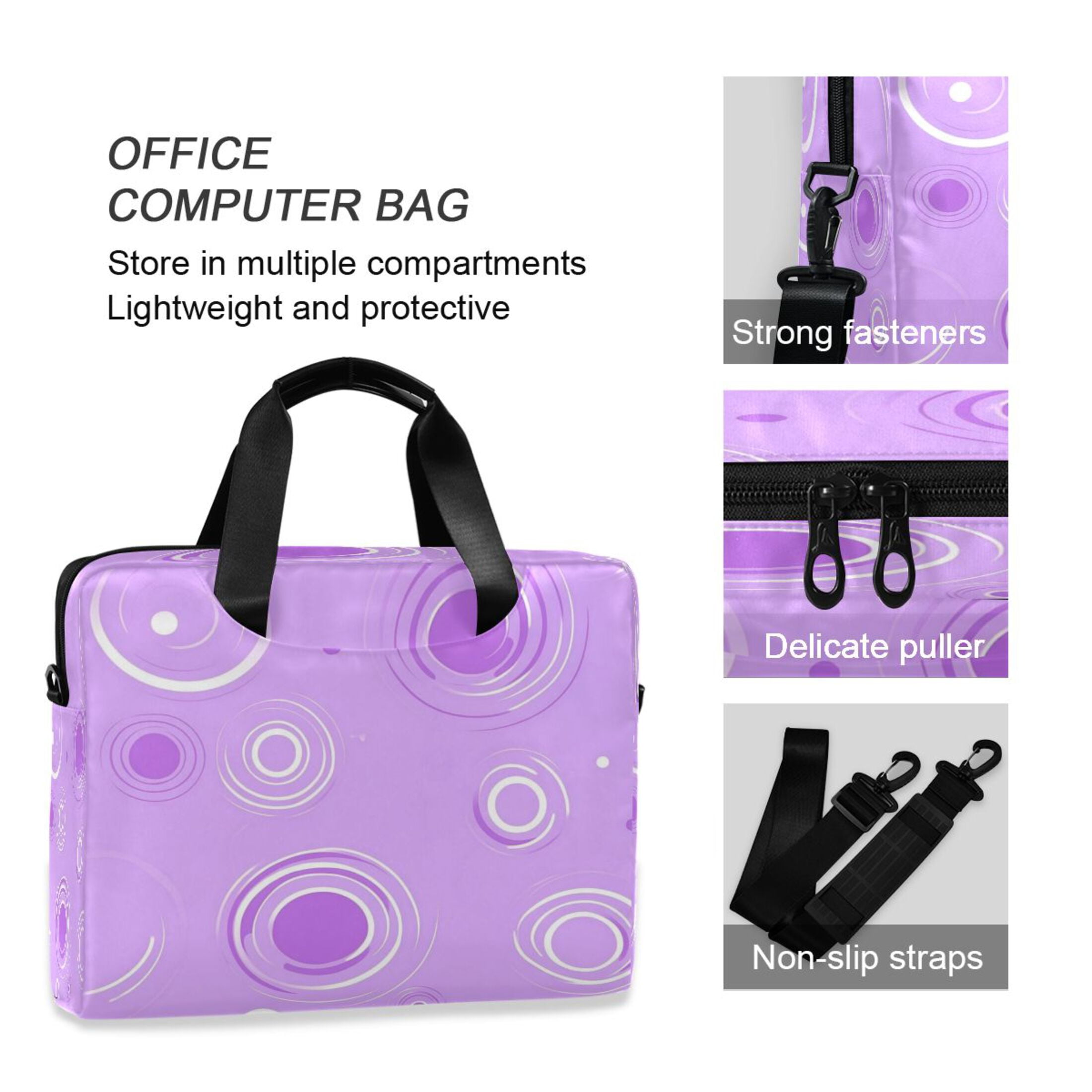 16" Laptop Tote Bag Laptop Sleeve Case Computer Briefcase for Work & Travel Purple Circles
