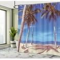 thumbnail image 4 of Ambesonne Summer Shower Curtain, Ocean Palms Warm Beach, 69"Wx84"L, Navy Cream Green, 4 of 4