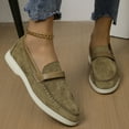 thumbnail image 2 of Khaki Comfortable Round Toe Loafers Women Slip-On Closed Toe Flat Bottom Casual Shoes Lightweight, 2 of 9