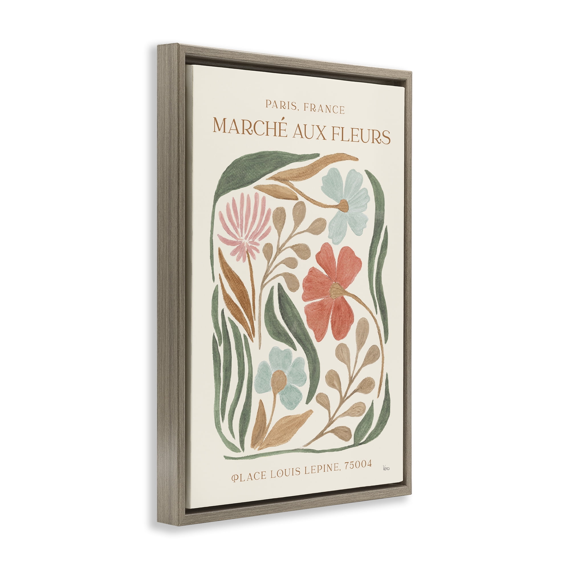 Stupell Industries French Floral Painting Botanical & Floral Painting Brown Floater Framed Art Print Wall Art, 17 x 25