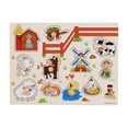 thumbnail image 1 of Kids Wooden Peg Puzzles Set With Alphabet Numbers Fruits Animals And Vehicles, 1 of 9