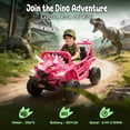 thumbnail image 3 of Xuanlur 12V Dinosaur Ride on UTV, Kids Electric Car w/Parent Control, 70W Motors, 3-Horn Dinosaur Design, Rear Light & Flag, Front Bumper, 3 Speed, LED, Bluetooth, Ride on Toys for Boys Girls, Pink, 3 of 7