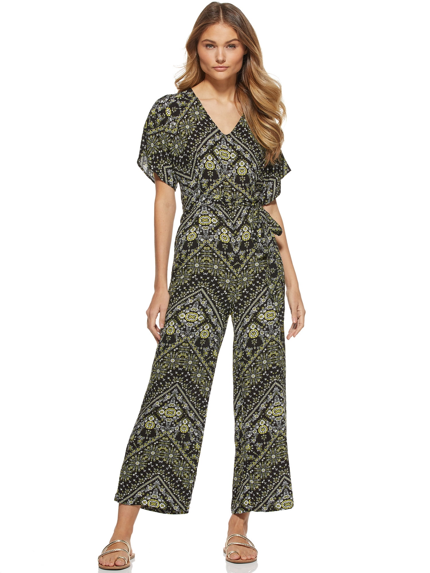 printed jumpsuit with sleeves