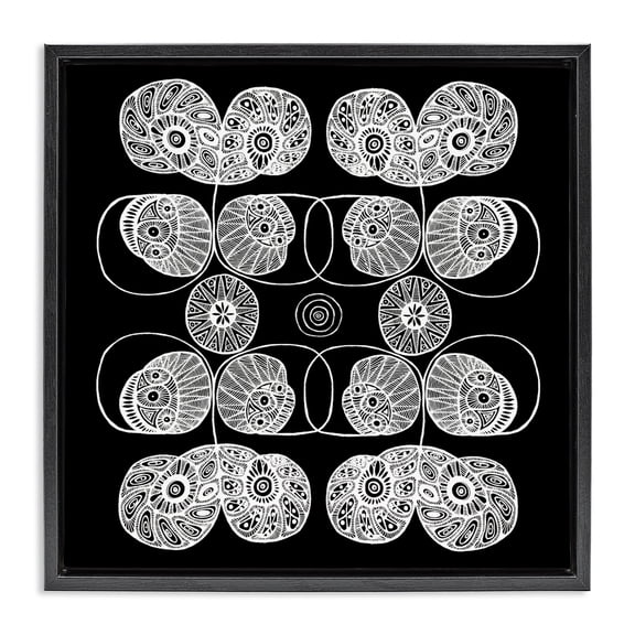 Stupell Industries Bohemian Detailed Rounded Elementals Black Floating Frame Canvas Art, 18 x 18, by El Perkin