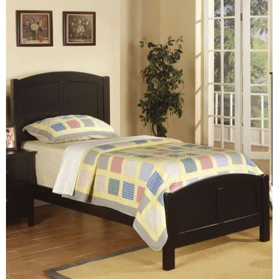 Wooden Twin Size Bed With Headboard And Footboard Black Com