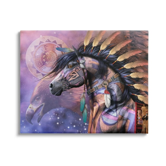 Stupell Industries Shaman Native Horse Animals & Insects Painting Gallery Wrapped Canvas Art Print Wall Art, 30 x 24