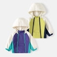 thumbnail image 5 of Gubotare Waterproof Toddler Rain Jacket Boys Color Block Lightweight Zip-Up Hooded Windbreaker Jacket Patchwork 2-10 Years (Green,2-3 Years), 5 of 9
