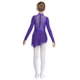 thumbnail image 2 of Aislor Kids Girls Figure Ice Skating Leotard Dress Long Sleeve Glittery Sheer Mesh Ballet Dance Purple 16, 2 of 7
