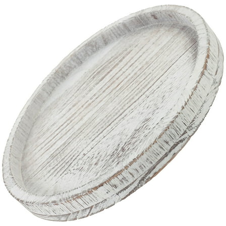 HOMEMAXS Vintage Beige Wooden Tray for Storage Round Decorative Tray Adds Charm to Home Decor 1 Piece