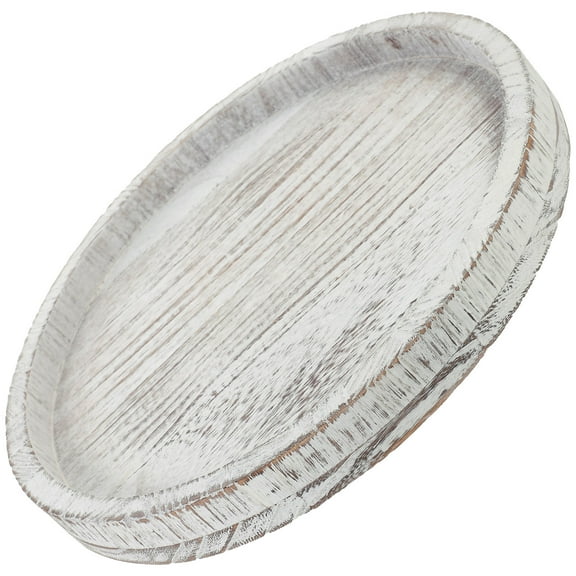 HOMEMAXS Vintage Beige Wooden Tray for Storage Round Decorative Tray Adds Charm to Home Decor 1 Piece