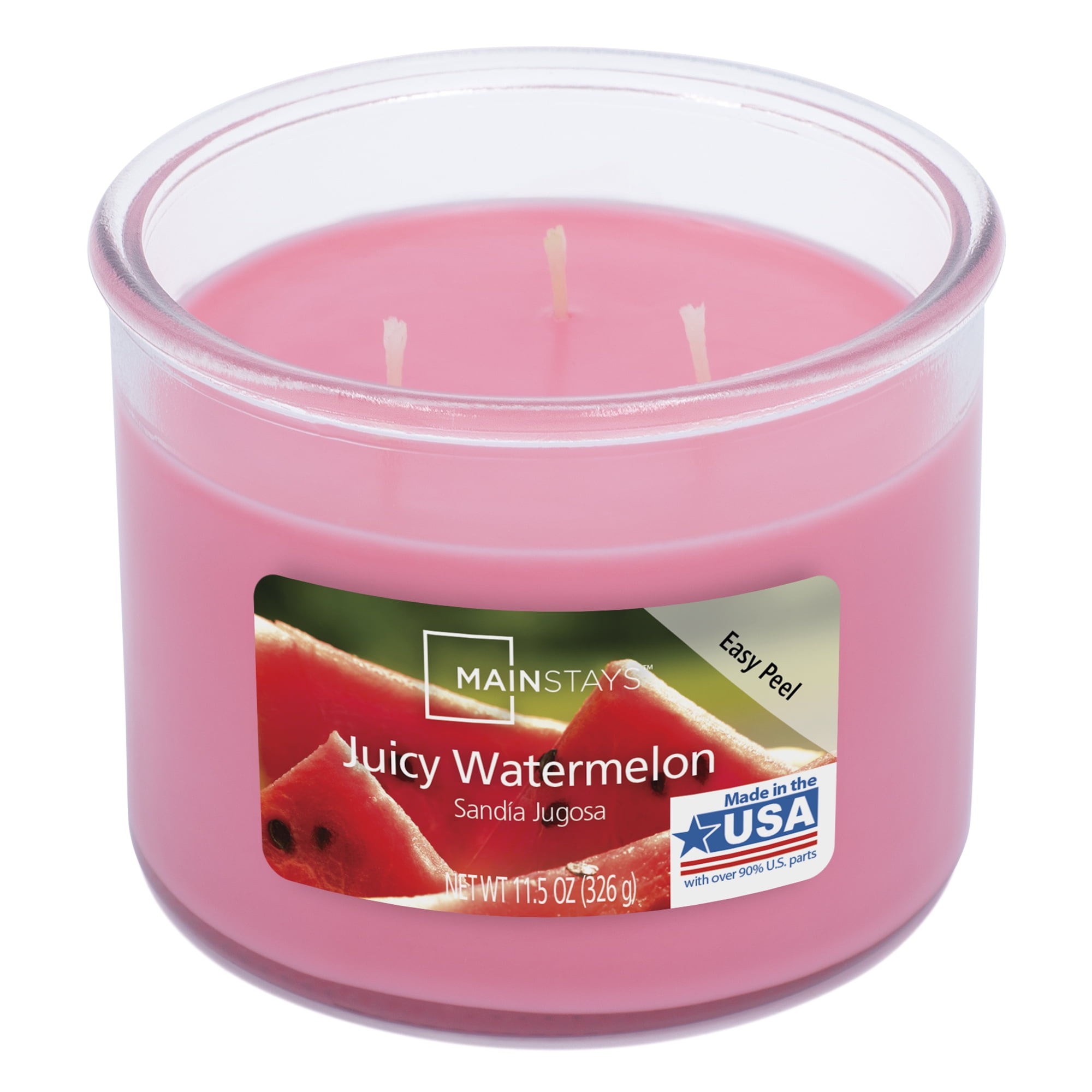 (2 pack) Mainstays Scented 3-Wick Glass Jar Candle, Juicy Watermelon, 11.5 oz