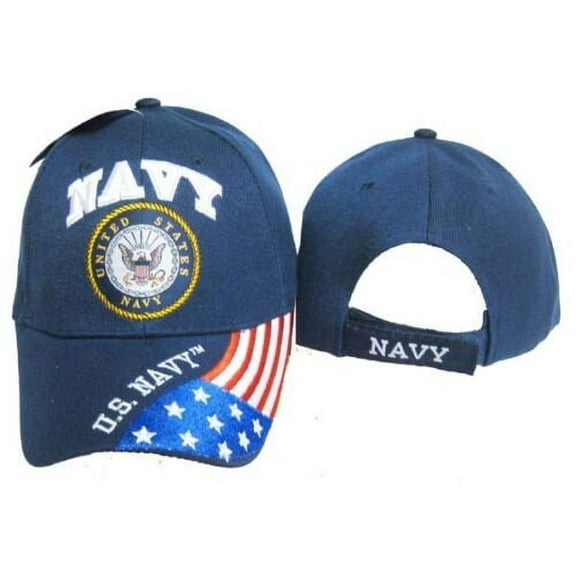 U.S. Navy Patriotic USA Flag Emblem Crest Blue Ball Cap Baseball Cap Hat CAP602G