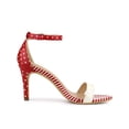 thumbnail image 3 of BLISSFUL STEP Women's Sandals Stiletto Heels Stripe Ankle Strap Polka Dots Sandals Red 8.5, 3 of 7