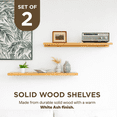 thumbnail image 5 of Kawind Home Solid Wood Floating Shelves Set of 2, 3 Ft Wall Mounted Shelves, White Ash, Rustic Farmhouse Decor, Hardware Included, 5 of 7