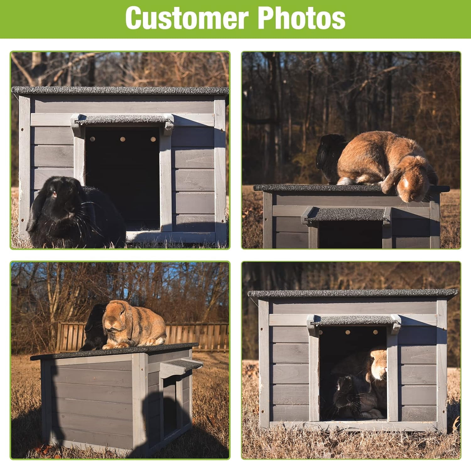 Aivituvin Outdoor Cat House Wooden Rabbit Hutch Outside Feral Cat Shelter Bunny Cage Guinea Pig Habitat Weatherproof