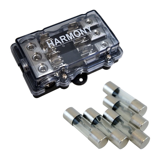 Harmony Audio Car 3-Way AGU Fused Distribution Block & 50 Amp Fuses