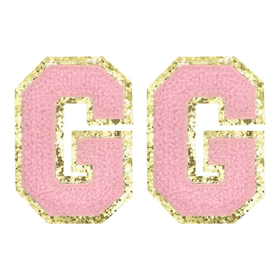 Uxcell Chenille Letter Patches 2.2" Self Adhesive Letter G Stick on Embroidered Patch for Clothing Repair (Pink, Pack of 2)