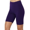 thumbnail image 2 of Pxiakgy Biker Shorts for Women High Waisted Tummy Control Workout Yoga Running Athletic Shorts Gym Tennis Shorts Sport Yoga Solid Mid Thigh Stretch Cotton High Waist Short Leggings Purple M, 2 of 4