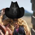 thumbnail image 5 of yuksok Cowboy Hat Casual Party Hat Cosplay Sun Hat for Women Girls Engagement Party Black, 5 of 8