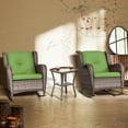 thumbnail image 2 of MeetLeisure 3-Piece Patio Wicker Outdoor Rocking Chair Set with Green Cushions, 2 of 11