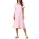 thumbnail image 2 of Noche de Victoria para Mujeres INSPIRE CHIC, Camisón de Princesa con Encaje y Volantes, Manga Corta, Ropa de Dormir de Algodón, Ropa de Casa, M Rosa, 2 of 6