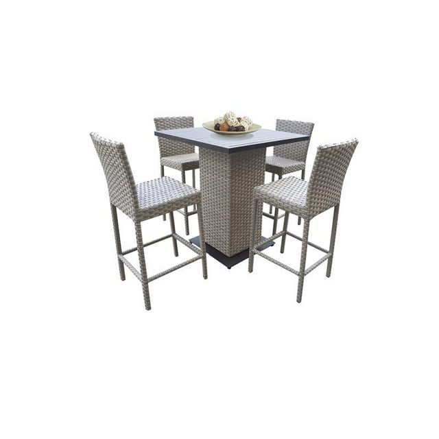Table de Pub Monterey Set Tabourets 5 Pièces Meubles de Patio en Osier