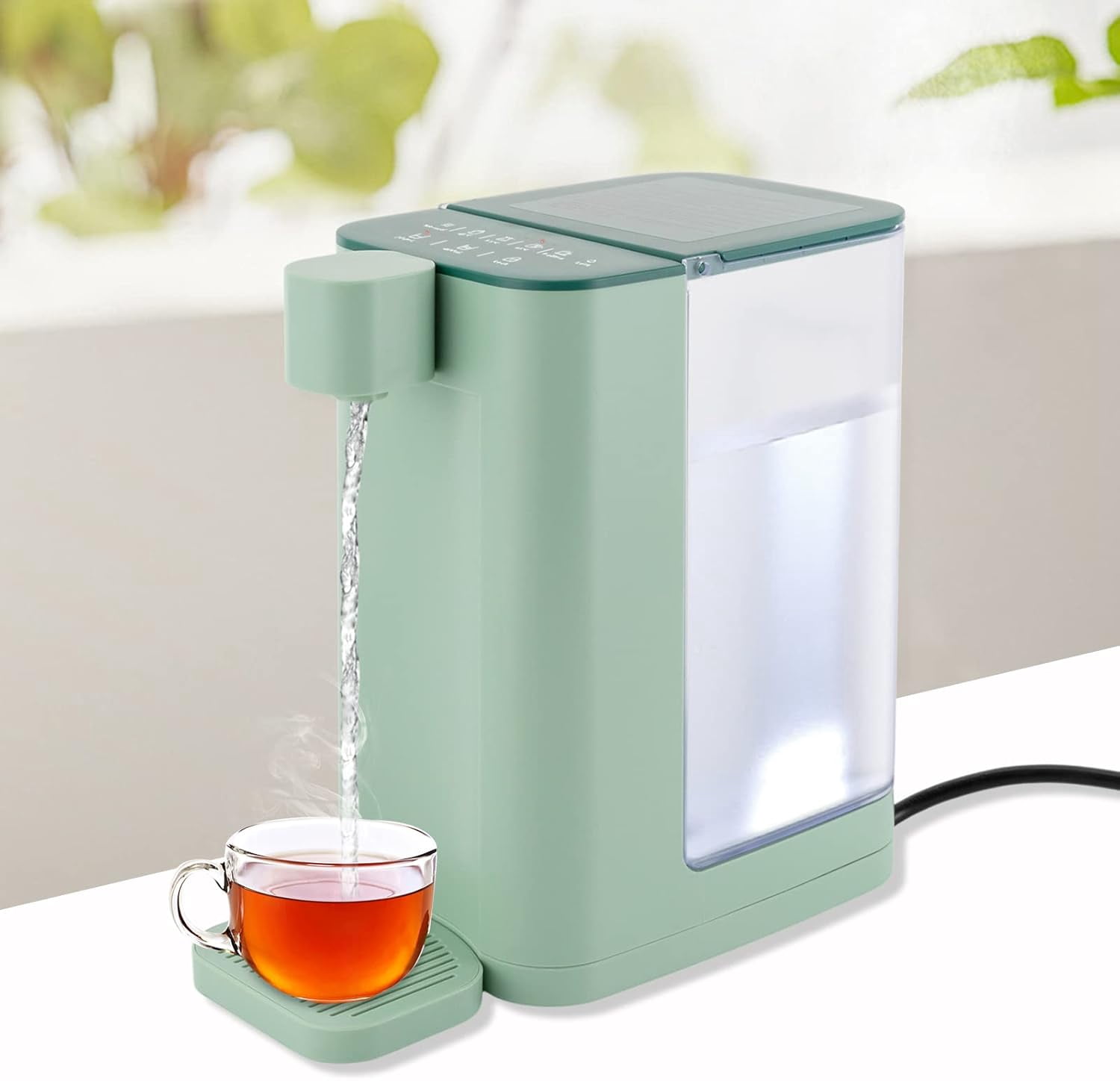 102Oz Instant Electric Kettle with 5 Temperatures, 1600W Instant Portable Hot Water Dispenser, Quick-Heating Water Dispenser with Night Light and Safety Lock for Homes, Offices, Schools (Green)