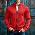 thumbnail image 2 of CBASIHI Mens Zip Up Sweatshirts with Pockets Casual Long Sleeve Fall Winter Stand Up Collar Warm Fleece Track Jacket Red 2XL, 2 of 9