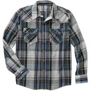 No Boundaries Men's Yarn Dye Plaid Woven Shirt
