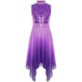 thumbnail image 3 of Sholeno Girls Praise Dance Outfit Sequin Worship Asymmetrical Tunic with Wide Leg Pants Liturgical Dress Purple 6, 3 of 7