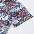 thumbnail image 4 of YIUME Men's Hawaiian Shirt Vintage Birds Print By Julia Madoka Cotton Button-down Short Sleeve Aloha Shirt, 4 of 8