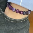 thumbnail image 2 of BFGFGO Purple Agate Stone Bead Bracelet, 10mm, 8 Inches, Spiritual Chakra Energy Bracelet for Men and Women, 2 of 8
