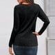 thumbnail image 1 of MHFRRA Camiseta Holgada de Manga Larga con Aberturas para Mujer, Informal, de Otoño, con Cuello Acanalado Negro, 1 of 5