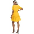 thumbnail image 4 of MLANM Women Summer Tunic Dress V Neck Casual Loose Flowy Swing Shift Dresses, S Yellow, 4 of 8