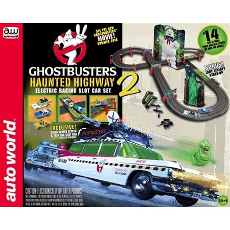 Auto World SRS317 HO Ghostbusters Haunted Highway Slot Car 14' Racing Set